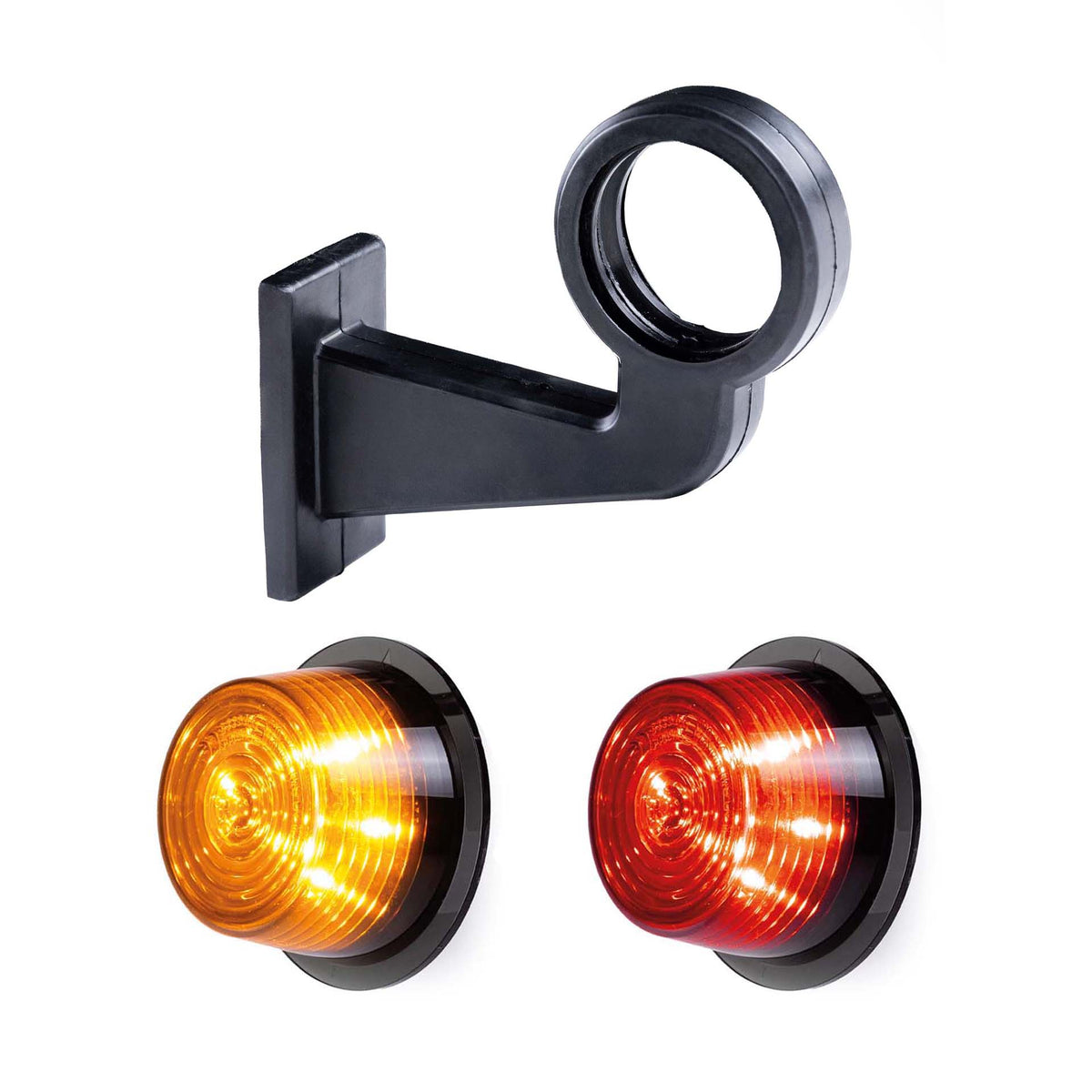 LED breedtelamp set 12-24v | dark |rood-amber | 165mm paal