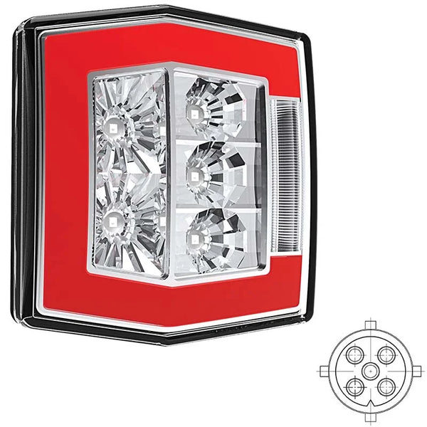 LED compact achterlicht met kentekenverlichting | 12-36v | 5-PIN | V10C4-730B5