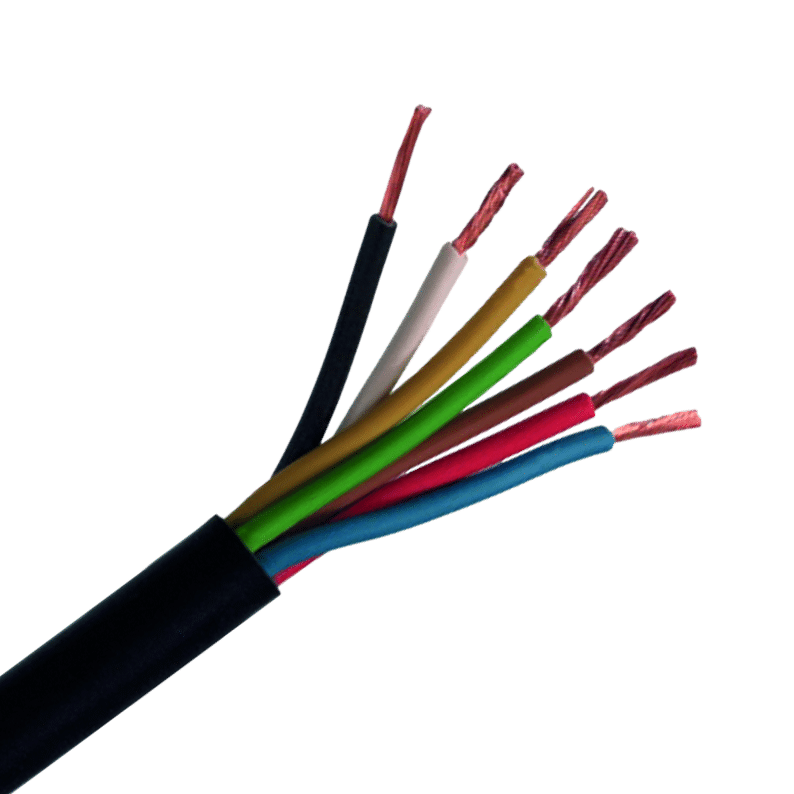 7-aderige DUN-kabel | 1,50mm² | zwart-rood-blauw-bruin-geel-groen-wit | 50m
