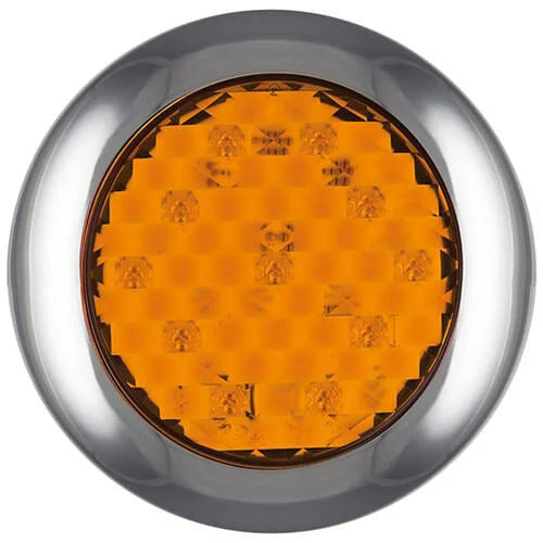 LED knipperlicht met chromen rand | 12-24v | 0,15m. kabel | 145AME