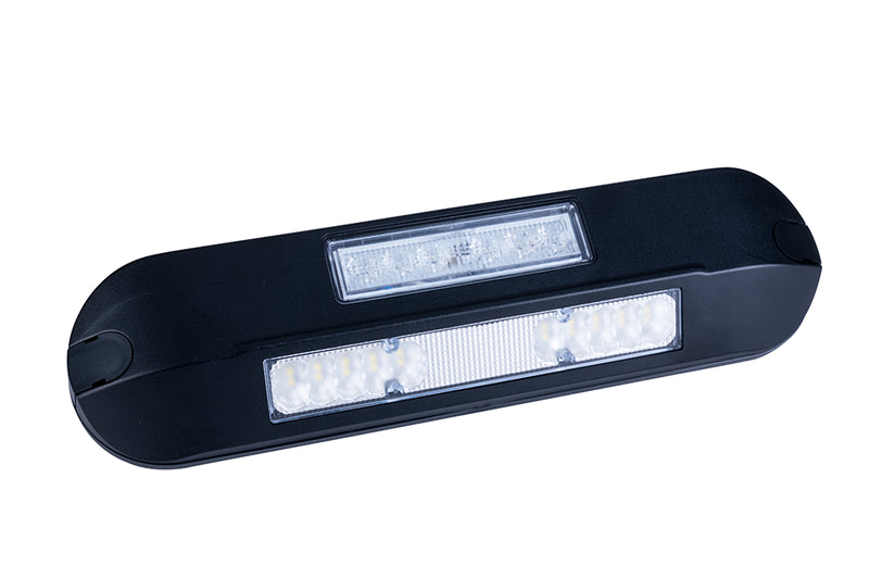 LED zij-werklamp + amber R65 flitser, 4000K, zwart huis 12-2 | WFF-1210ZA