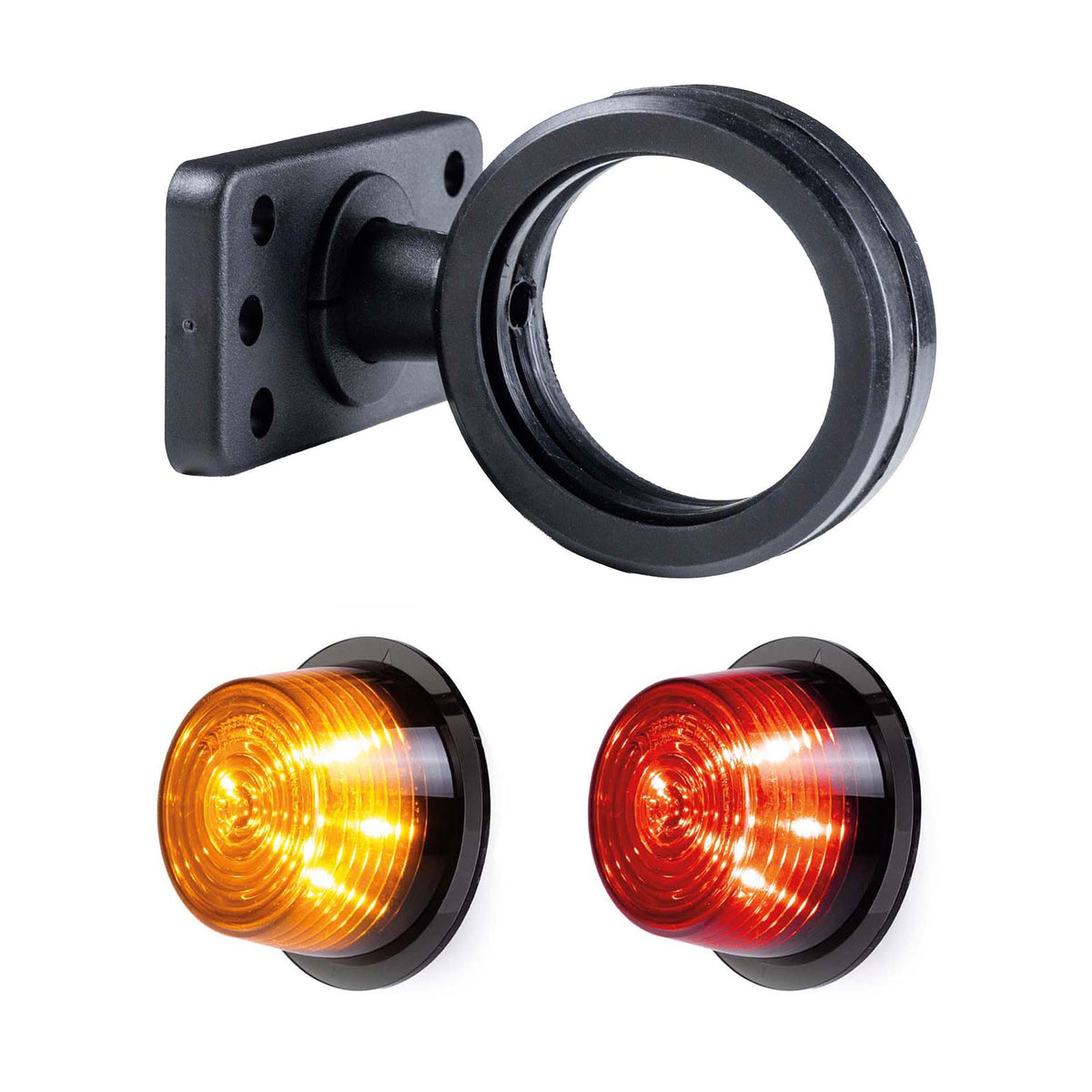 LED breedtelamp set 12-24v | dark |rood-amber | korte paal