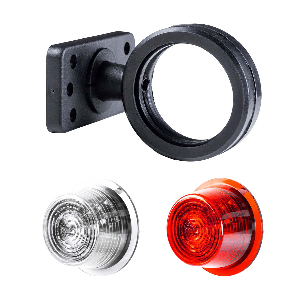 LED breedtelamp set 12-24v | rood-wit | korte paal