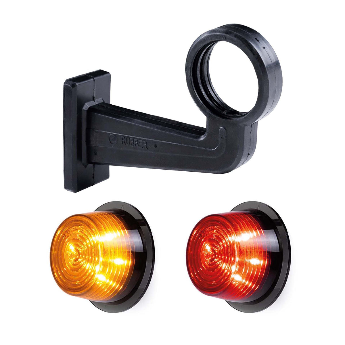 LED breedtelamp set 12-24v | dark |rood-amber | 195mm paal