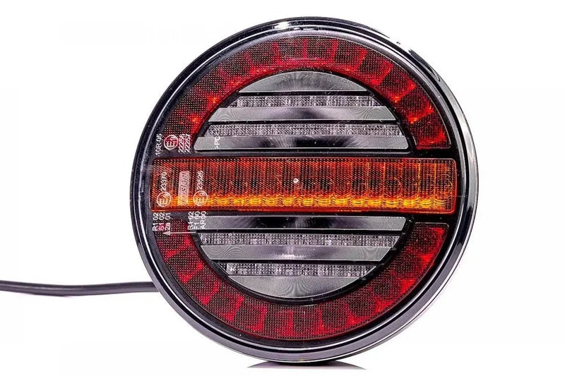 LED achterlicht, rond met dynamisch knipperlicht 12-24v 4m. kabel