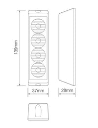LED flitser 4 LED's | blauw | 10-30v | LED4DVB