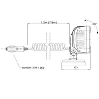 LED werklamp 1000 lumen op magneetvoet 12-24v 7.8m krulsnoer | WF-3610MM78