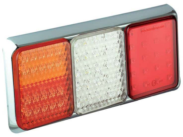 LED achterlicht met chromen rand | 12-24v | 40cm. kabel | 100CSTIWFMLE