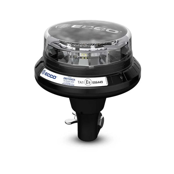 LED R65 Zwaailamp 12-24v Amber-transparant-CISPR-IP69K-Opsteek| EB5103CA