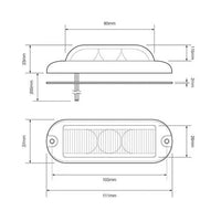LED flitser 3 LED's | blauw 180° | 10-30v | LED3DVB180