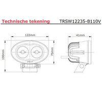 LED werklamp | Blue | 6 watt | 750 lumen | 9-110v | bolle lens | TRSW12235-B110