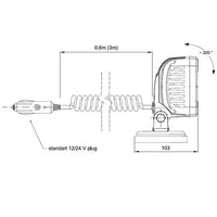 LED werklamp 1700 lumen op magneetvoet 12-24v 3.0m krulsnoer | WF-3617MM30