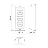 LED flitser 3 LED's | wit | 10-30v | LED3DVW