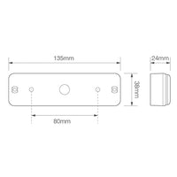 LED mistlicht slimline | 12-24v | 0,18m. kabel | 135FME
