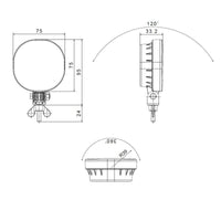 LED achteruitrijlicht | 12-24v | staande montage | 50cm. kabel | VR-341