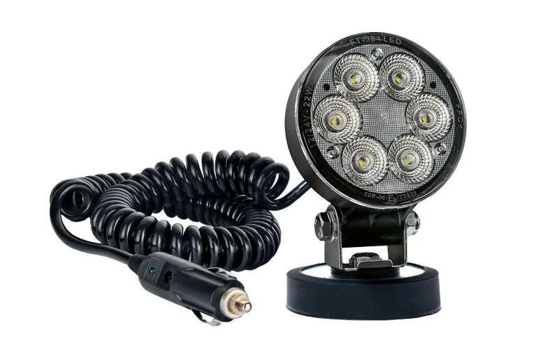 LED werklamp rond 2500lm, 22W , 12-24v, magneetvoet 3,0m | WF-2225MM3.0