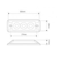 Ultra platte Slimline LED flitser | 3 LED's | Amber | 10-30v | S11F3003