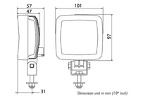 LED ABL ECE-R23 werklamp 1000lm - 14W - IP69K - ingebouwde DT-connector | D14880