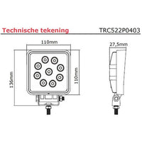 LED werklamp | plat | 1710 lumen | 12-24v | TRC522P0403