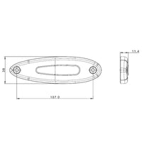 LED markeringslicht wit | 12-36v | 50cm. kabel | MV-1900W