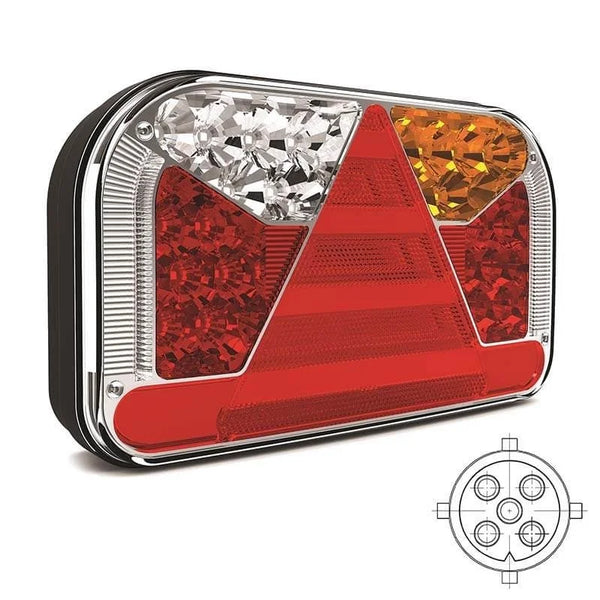 Links | LED achterlicht met kentekenlicht | 12-36v | 5-PIN | V10C5-521B5