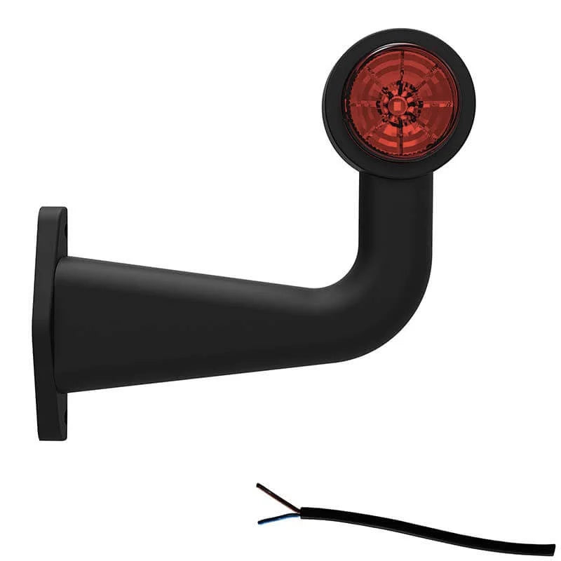 Rechts | LED breedtelamp met haakse steel | 12-36v | 20cm. kabel | M10BV-602RW