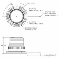 LED R10 Zwaailamp amber 12-80v 3-bouts 6465-serie | 6465A