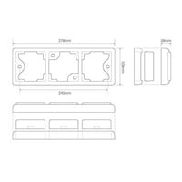 LED achterlicht met zwarte rand | 12-24v | 40cm. kabel | 80BARRME