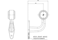 Rechts | LED breedtelamp met haakse steel | 12-36v | 0,75mm². connector | M10BV-412RW