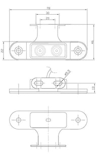 LED markeringslicht amber | 12-24v | 50cm. kabel | M10MV-400A
