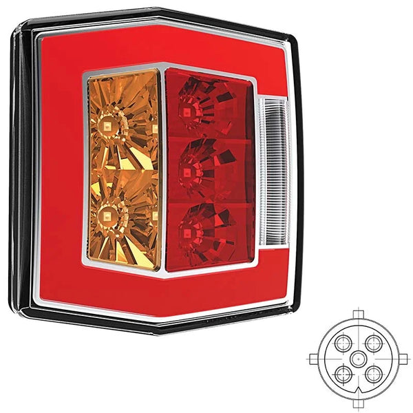LED compact achterlicht met kentekenverlichting | 12-36v | 5-PIN | V10C4-750B5