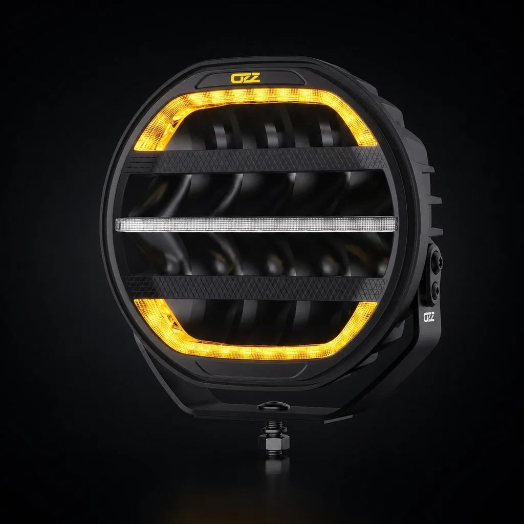 OZZ XR3 P9” R65 zwart met waarschuwingslicht (10-35V)