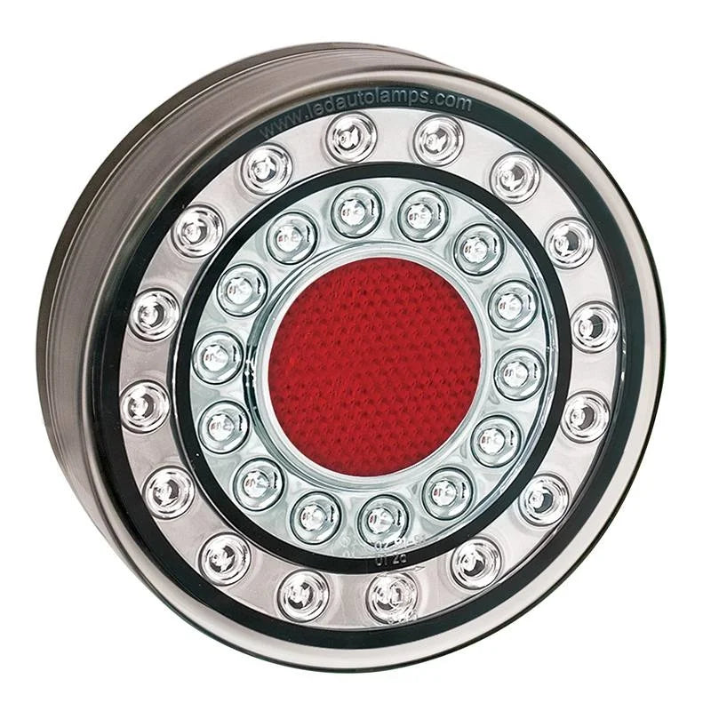 LED achteruitrijlicht in chroomlook | 12-24v | 40cm. kabel | MaXilamp1XCWE