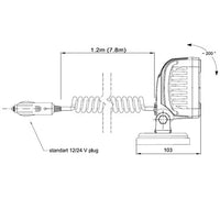 LED werklamp 1700 lumen op magneetvoet 12-24v 7.8m krulsnoer | WF-3617MM78
