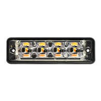 Ultra platte Slimline LED flitser 4 LED's | R65 | Amber | 175cm. kabel | 10-30v | S11F4002-225