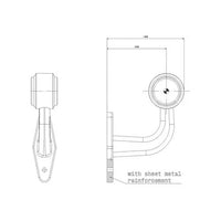 Rechts | LED breedtelamp met haakse steel | 12-36v | 20cm. kabel | M10BV-402RW