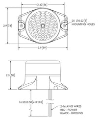 LED R10 zwaailamp amber 12-80v 3-boutsmontage