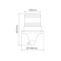R10 LED flits-zwaailamp 10 - 30v met PC Flexi-DIN-voet