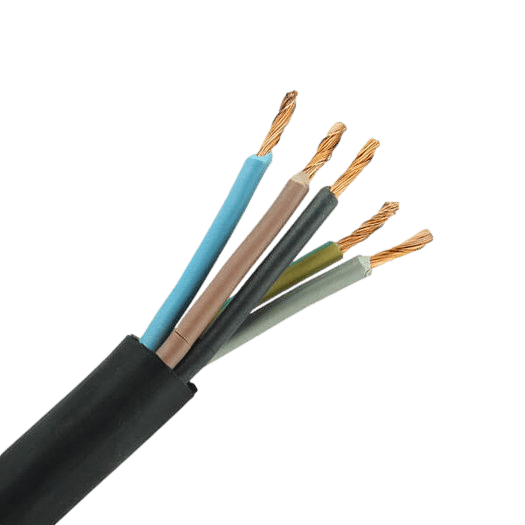 5-aderige kabel | 1,00mm² | zwart-bruin-blauw-geel|groen-groen | 100m