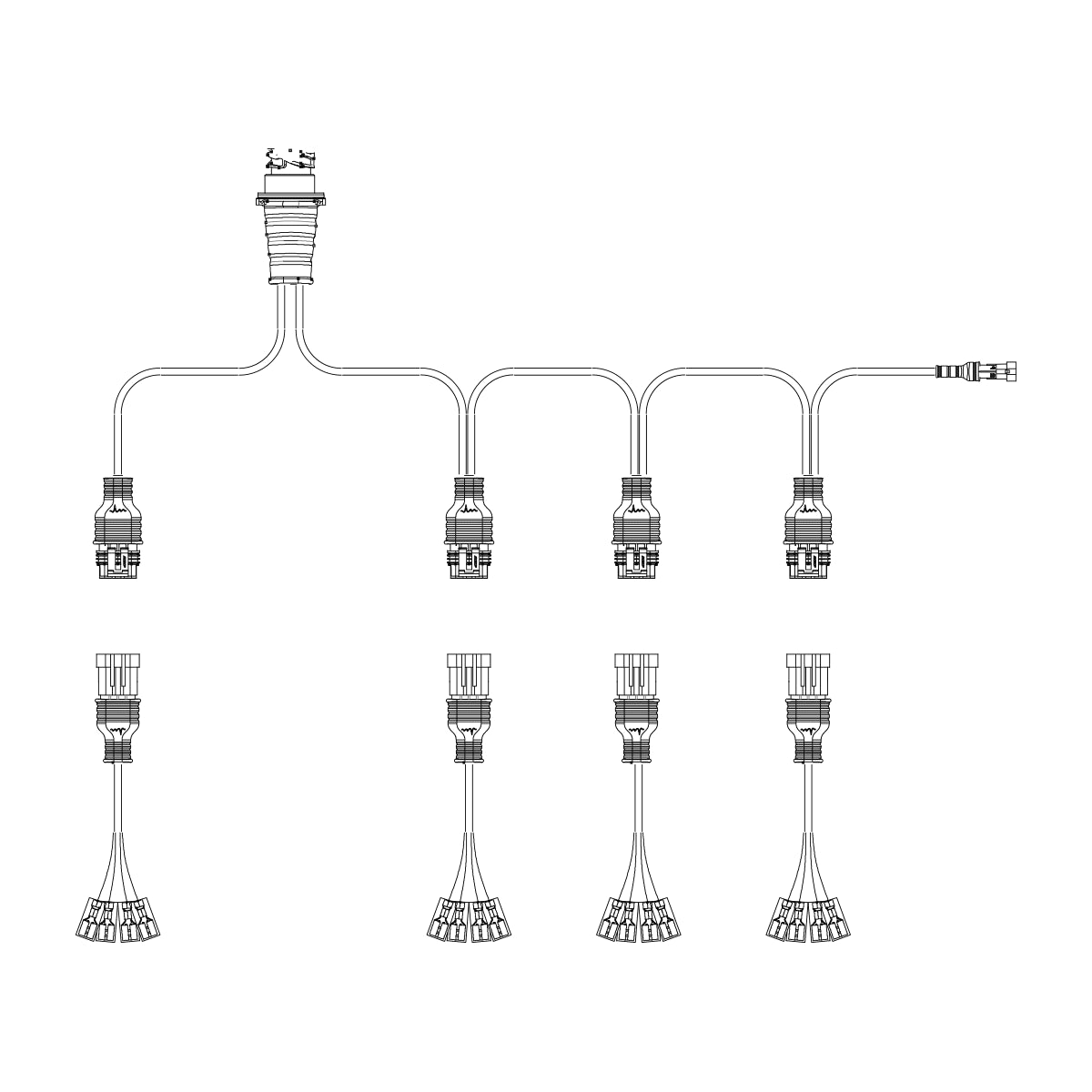 Y-kabel tbv 4 achterlichten (schuifconn.) incl. zijkabel