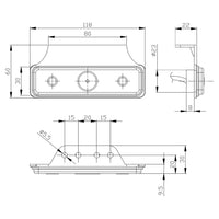 MV-2970W | LED markeringslicht wit | 12-24v | 50cm. kabel | 1,5mm². connector | MV-2970W