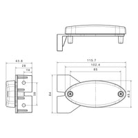 LED markeringslicht + steun ovaal wit 12-24v 50cm kabel | MV-5890W