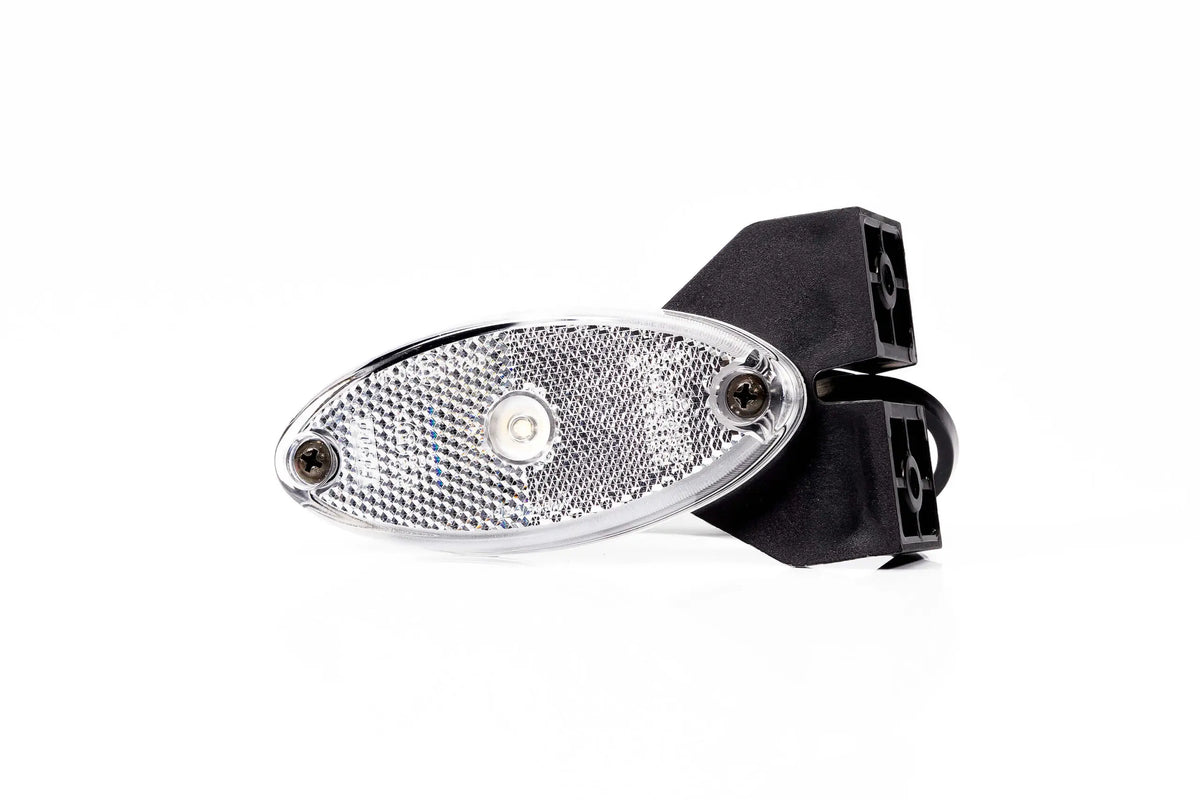 LED markeringslicht + steun ovaal wit 12-24v 50cm kabel | MV-5890W