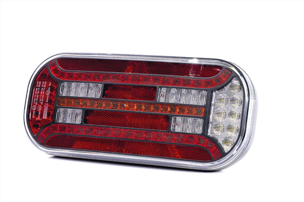 Links | LED achterlicht driehoek reflector & kentekenverlichting | 12-24v | 100cm. kabel | VC-3111