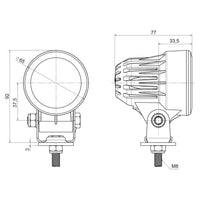 LED werklamp rond 1200lm, 12W, 12-24v, ingebouwde DT-connector | WF-1112DT