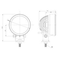 LED werklamp rond 2500lm, 22W, 12-24v, magneetvoet 3,0m