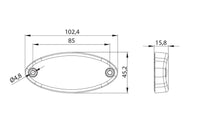 LED markeringslicht ovaal wit | 12-24v | 1,5mm². connector | MV-5820W