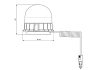 LED R65 zwaailamp amber 12-24v magneetmontage, dubbele flits | D16153