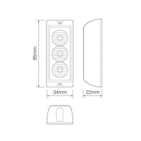 LED flitser | 3 LED's | Amber | 10v - 30v | LED3DVA