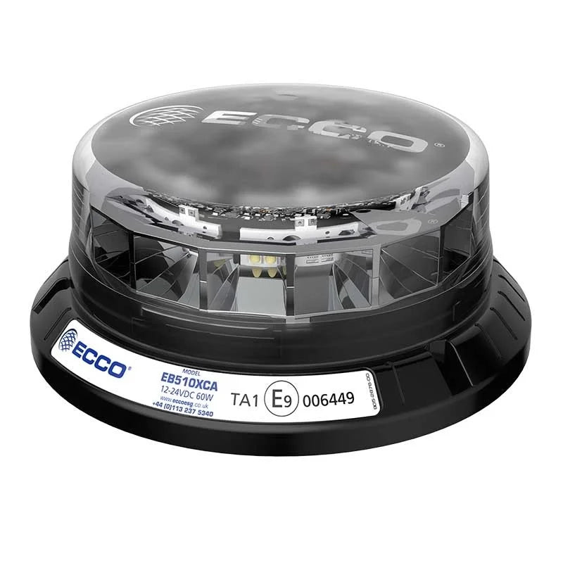 LED R65 Zwaailamp 12-24v Amber-transparant-CISPR-IP69K-3-Bouts | EB5102CA
